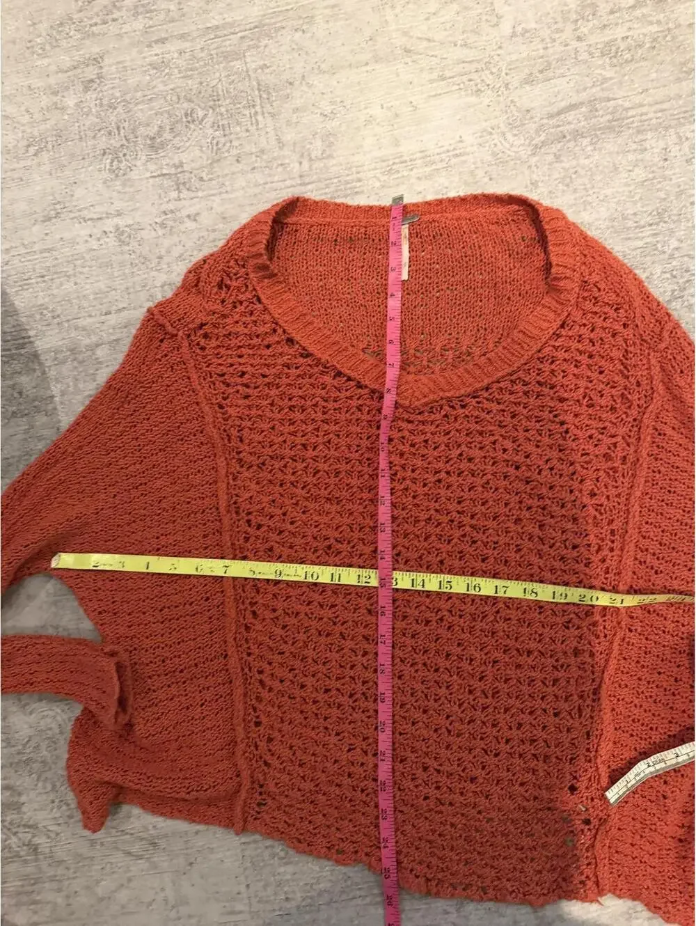 Free People Oversized Open Knit Burnt Orange v Neck sweater small